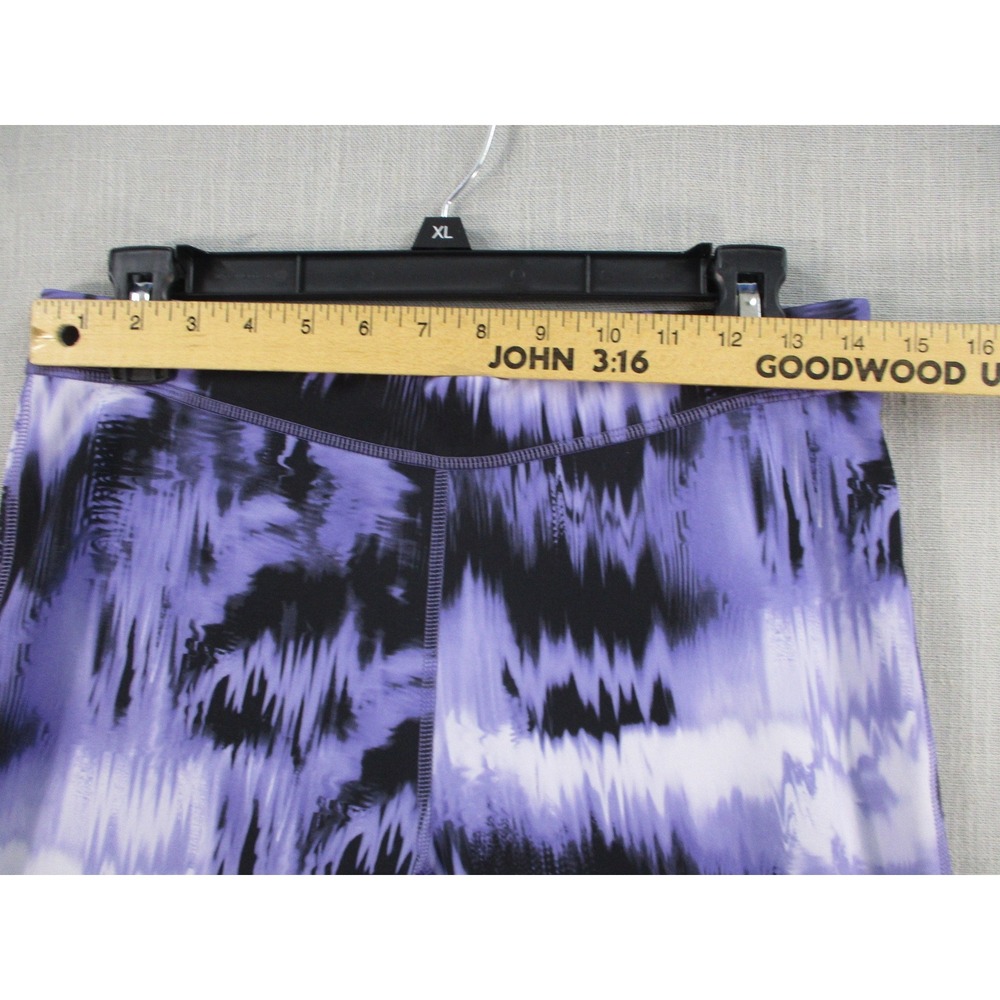 Adidas Womens Purple Black Abstract Wave Print Cropped Legging L Athletic Tights - Picture 3 of 13